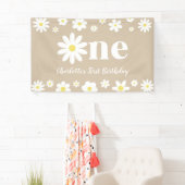 Boho Retro Daisy 1. Geburtstag Banner (Insitu)