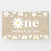 Boho Retro Daisy 1. Geburtstag Banner (Horizontal)