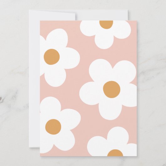 Boho Retro Daisy 1. Geburtstag Einladung (Rückseite)