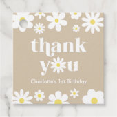 Boho Retro Daisy 1. Geburtstag Geschenkanhänger (Vorderseite)