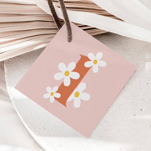 Boho Retro Daisy 1. Groovy Birthday Geschenkanhänger