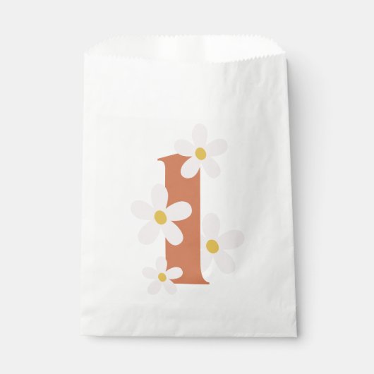 Boho Retro Daisy 1. Groovy Birthday Geschenktütchen (Vorderseite)