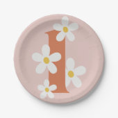Boho Retro Daisy 1. Groovy Birthday Pappteller (Vorderseite)