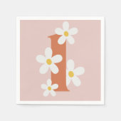 Boho Retro Daisy 1. Groovy Birthday Serviette (Vorderseite)