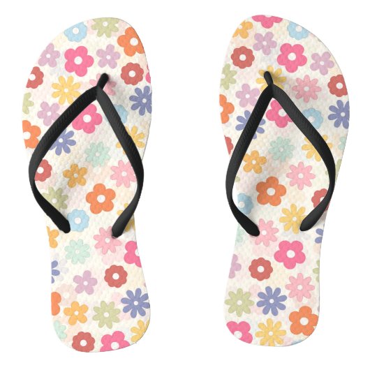 Boho Retro Daisy Blume im Sommer 70 Badesandalen (Fußbett)