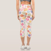 Boho Retro Daisy Blume im Sommer 70 Capri Leggings (Rückseite)