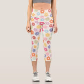 Boho Retro Daisy Blume im Sommer 70 Capri Leggings (Vorderseite)