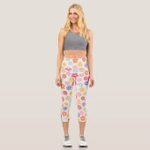 Boho Retro Daisy Blume im Sommer 70 Capri Leggings (Vorderseite)