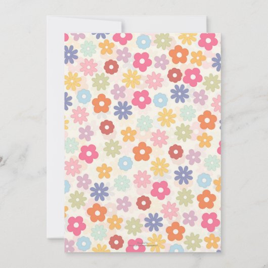 Boho Retro Daisy Blume im Sommer 70 Einladung (Rückseite)