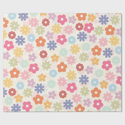 Boho Retro Daisy Blume im Sommer 70 Geschenkpapier (Flach)