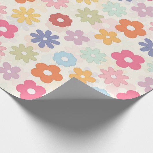 Boho Retro Daisy Blume im Sommer 70 Geschenkpapier (Ecke)