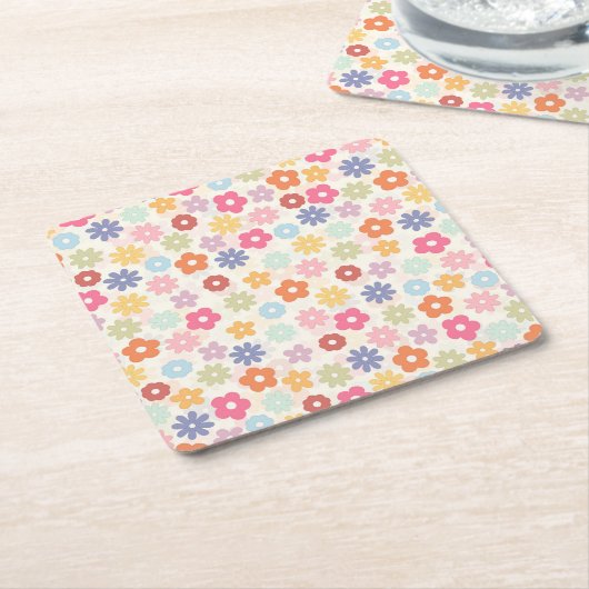 Boho Retro Daisy Blume im Sommer 70 Rechteckiger Pappuntersetzer (angewinkelt)