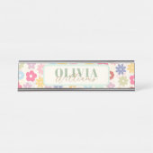 Boho Retro Daisy Blume im Sommer 70 Schreibtischnamensplakette (Vorderseite )