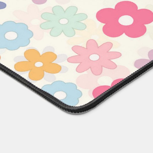 Boho Retro Daisy Blume im Sommer 70 Schreibtischunterlage (Ecke)