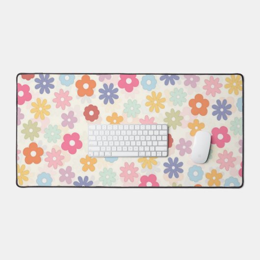 Boho Retro Daisy Blume im Sommer 70 Schreibtischunterlage (Tastatur & Maus)