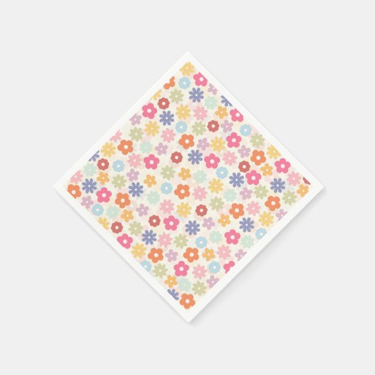 Boho Retro Daisy Blume im Sommer 70 Serviette (Ecke)