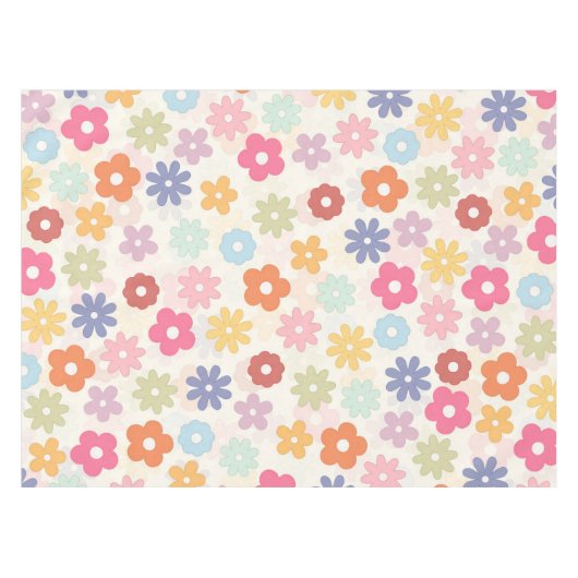 Boho Retro Daisy Blume im Sommer 70 Tischdecke (Vorderseite (Horizontal))
