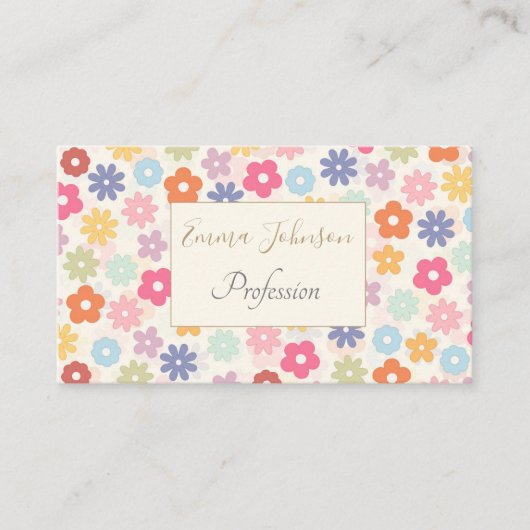 Boho Retro Daisy Blume im Sommer 70 Visitenkarte (Vorderseite)