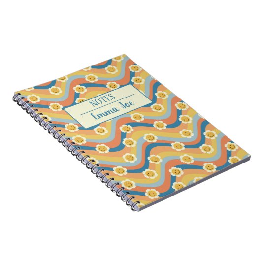 Boho Retro Daisy Blume Personalisiert mit Name Notizblock (Rechte Seite)