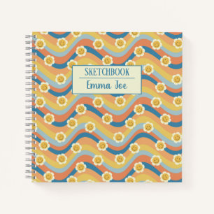 Boho Retro Daisy Blume Personalisiert Sketchbook Notizblock