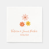 Boho Retro Daisy Paare Name Wedding Napkins Serviette (Vorderseite)