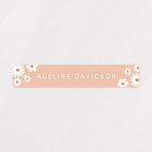 Boho Retro Daisy Theme Simple Waterproof Kids Name Etiketten (Design 1)