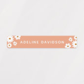 Boho Retro Daisy Theme Simple Waterproof Kids Name Etiketten (Design 2)