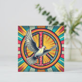 Boho Retro Dove und Peace Sign (Stehend Vorderseite)