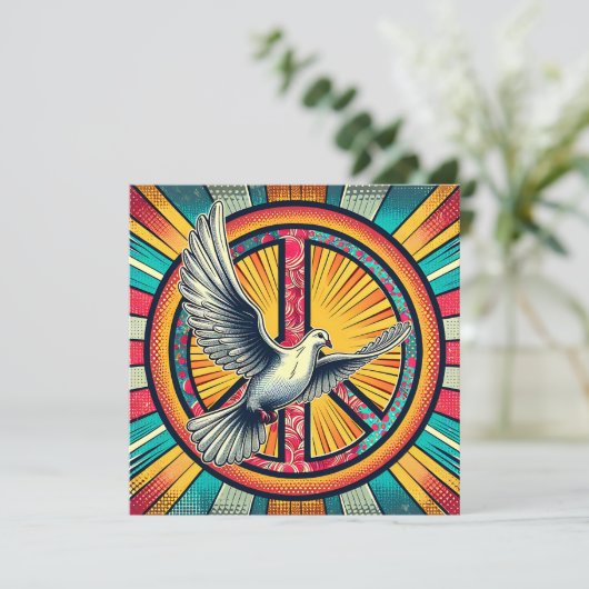 Boho Retro Dove und Peace Sign (Stehend Vorderseite)