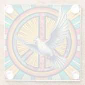 Boho Retro Dove und Peace Sign Glasuntersetzer (Rückseite)