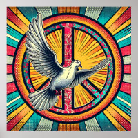 Boho Retro Dove und Peace Sign