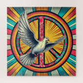 Boho Retro Dove und Peace Sign Puzzle (Vertikal)