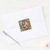 Boho Retro Dove und Peace Sign Quadratischer Aufkleber (Umschlag)