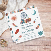 Boho Retro Dreamcatcher Kinderdusche Einladung