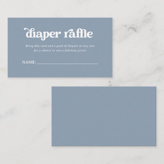 Boho Retro Dusty Blue | Diaper Raffle Begleitkarte (Vorne/Hinten)