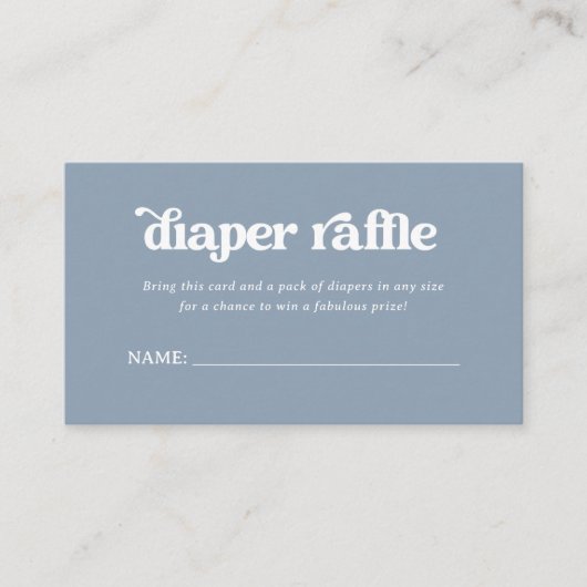 Boho Retro Dusty Blue | Diaper Raffle Begleitkarte (Vorderseite)