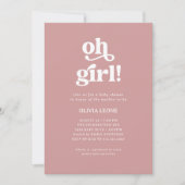 Boho Retro Dusty Rose | Oh Girl Baby Dusche Einladung (Vorderseite)