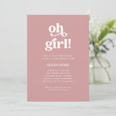 Boho Retro Dusty Rose | Oh Girl Baby Dusche Einladung (Stehend Vorderseite)