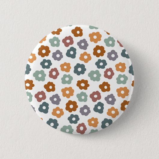 Boho-Retro-Erdige Blumen und botanischer Charme Button (Vorderseite)