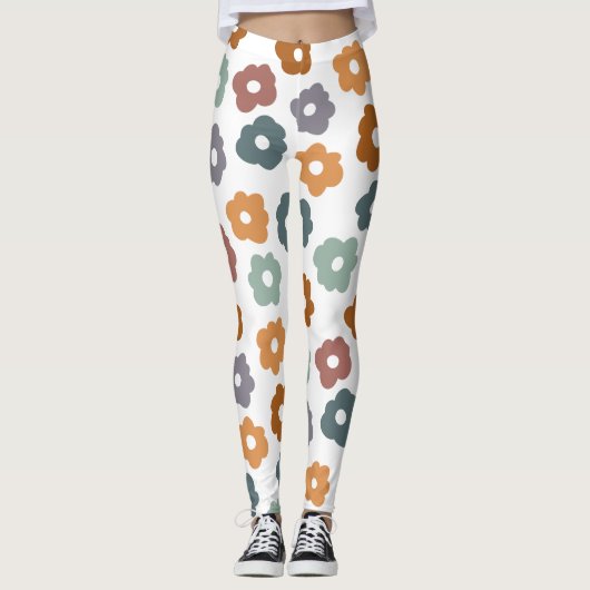 Boho-Retro-Erdige Blumen und botanischer Charme Leggings (Vorderseite)