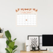Boho Retro Floral Baby Ratet den Fälligkeitskalend Poster (Heimbüro)