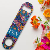 Boho Retro Floral Blume 70er Monogramm Speed Flaschenöffner