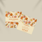 Boho Retro Floral Business Card mit Funky 70er Vib Quadratische Visitenkarte