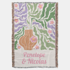 Boho Retro Floral Custom Apartment Blanket Decke