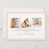 Boho Retro Floral Girl Foto Geburtserklärung Einladung (Rückseite)