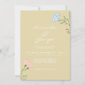 Boho Retro Floral Groovy Feste Hochzeit Einladung (Vorderseite)