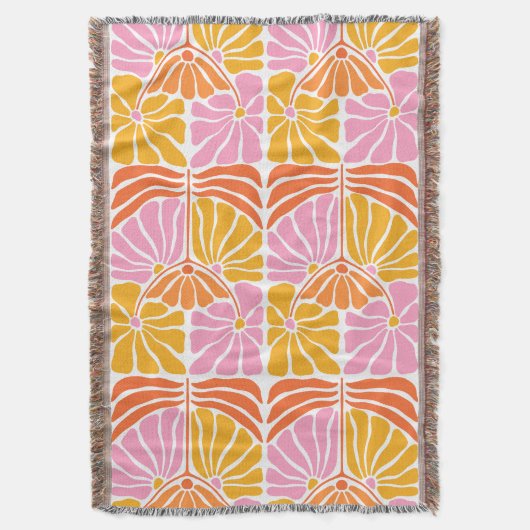 Boho Retro Floral Pattern Decke (Vorderseite Vertikal)