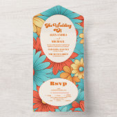 Boho Retro Floral Wedding All In One Einladung (Innen Boden)