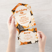 Boho Retro Floral Wedding All In One Einladung (Abreißen)