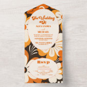 Boho Retro Floral Wedding All In One Einladung (Innen Boden)